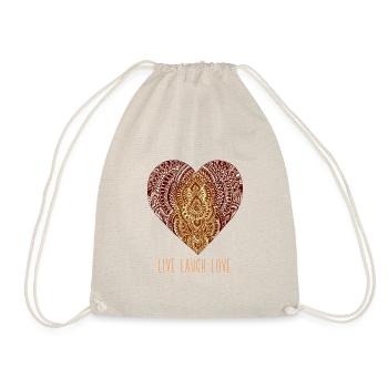 Heart "Live Laugh Love" | Herz - Turnbeutel - Natur - Vorne