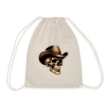 Lustiger skurriler Skull mit Cowboyhut Stetson - Turnbeutel - Natur - Vorne