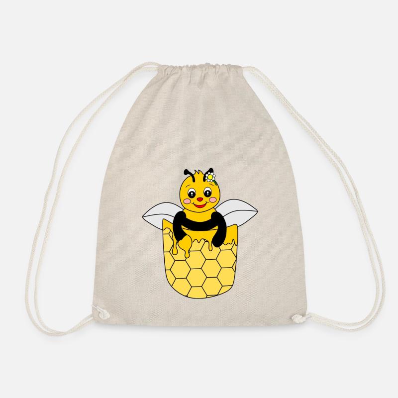 süße Biene in Brusttasche - Turnbeutel - Natur