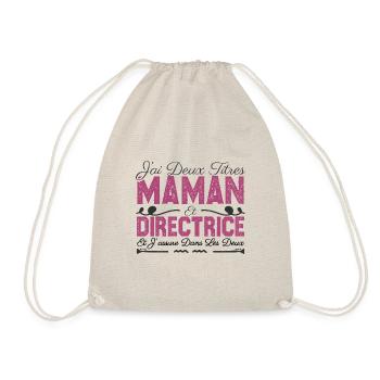 J'ai deux titres maman et directrice. Cadeau Maman - Sac de sport léger - nature - Devant