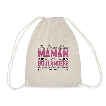 J'ai deux titres maman et Boulangère. Cadeau Maman - Sac de sport léger - nature - Devant