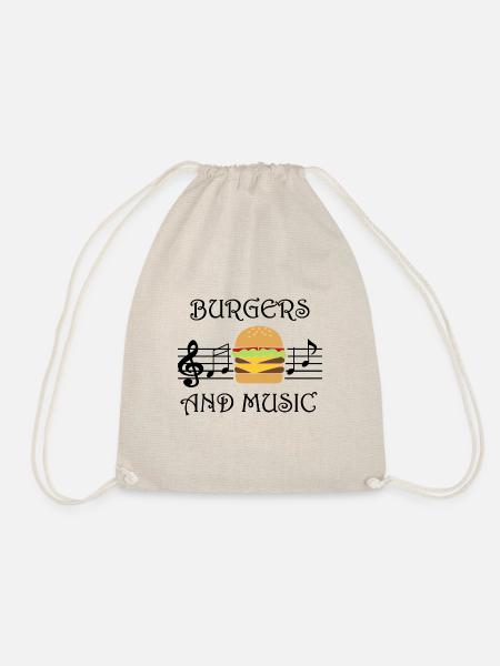 Hamburger und Musiknoten Musiker Lustiger Spruch - Turnbeutel - Natur