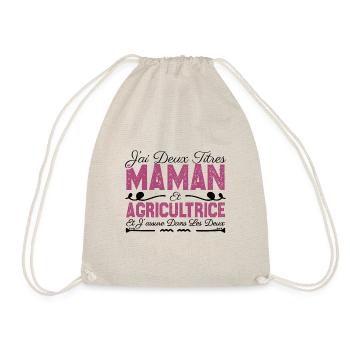 J'ai deux titres maman et Agricultrice.CadeauMaman - Sac de sport léger - nature - Devant