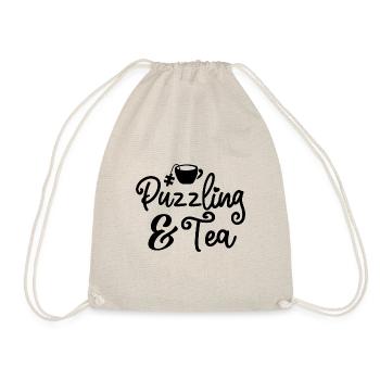 Puzzling and Tea Relaxing Jigsaw Hobby Puzzling - Drawstring Bag - nature - Front