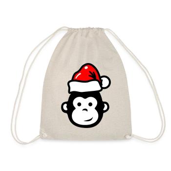 Monkey Christmas Xmas Comic - Drawstring Bag - nature - Front