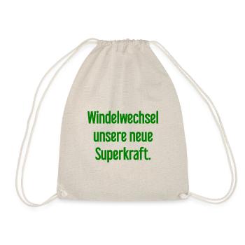Windelwechsel – unsere neue Superkraft - Turnbeutel - Natur - Vorne