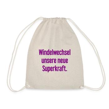 Windelwechsel – unsere neue Superkraft - Turnbeutel - Natur - Vorne