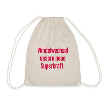 Windelwechsel – unsere neue Superkraft - Turnbeutel - Natur - Vorne