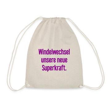 Windelwechsel – unsere neue Superkraft - Turnbeutel - Natur - Vorne