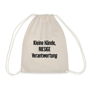 Kleine Hände, riesige Verantwortung Eltern-Spruch - Turnbeutel - Natur - Vorne