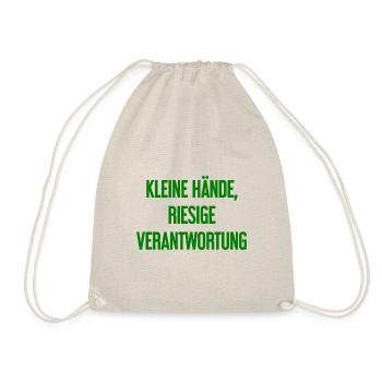 Small Hands, Huge Responsibility Parent Saying - Drawstring Bag - nature - Front