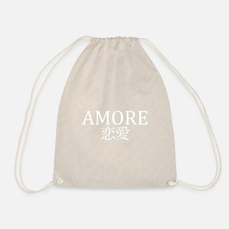 Dear Amore Japanese Characters Kanji - Drawstring Bag - nature