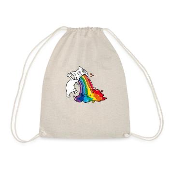 Funny Cat Vomiting Rainbow Gift T-Shirt - Drawstring Bag - nature - Front