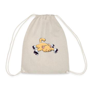 Katze mit Rollschuhe - Turnbeutel - Natur - Vorne