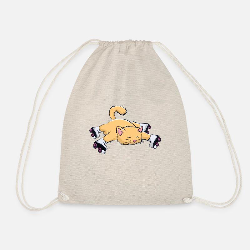 Katze mit Rollschuhe - Turnbeutel - Natur