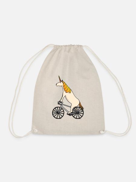 Einhorn fährt Fahrrad Einhörner Geschenk - Turnbeutel - Natur