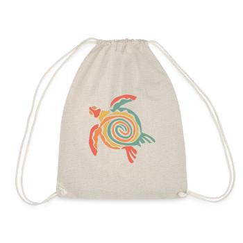 Turtle colorful and retro style - Drawstring Bag - nature - Front