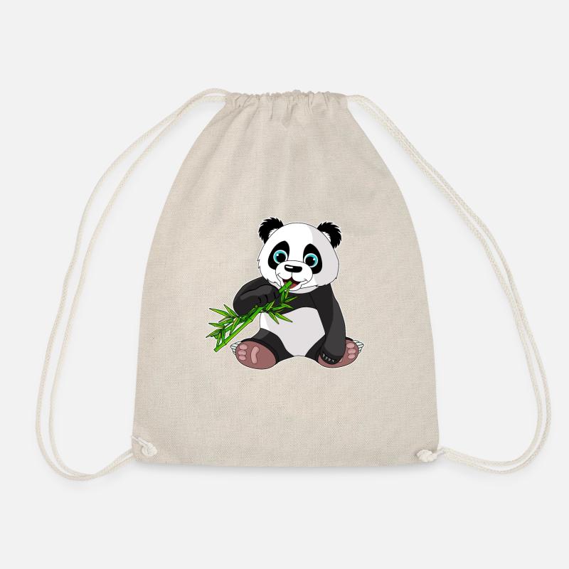süßer Panda Bär, Geschenk, Bambus,Cartoon,Niedlich - Turnbeutel - Natur