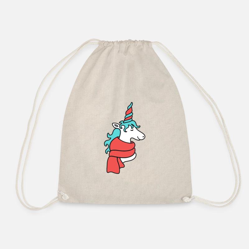 christmas unicorn - Drawstring Bag - nature