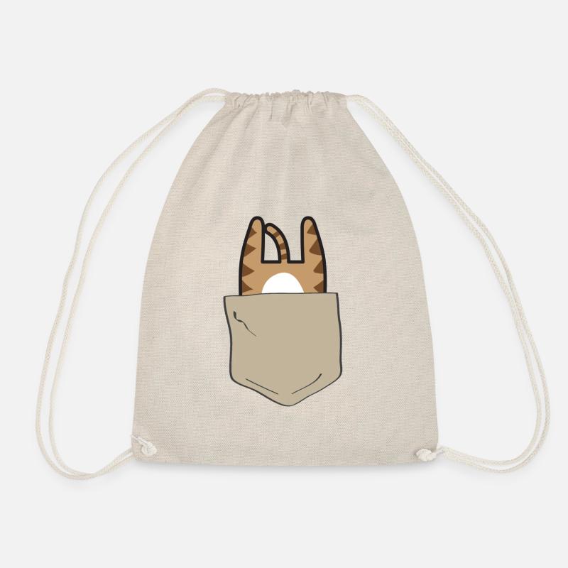 Kätzchen in Brusttasche - Turnbeutel - Natur