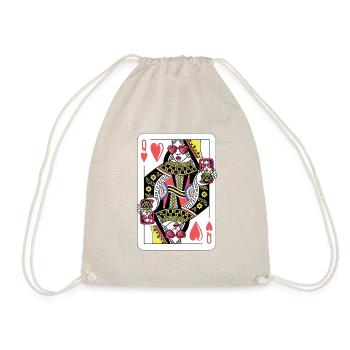Queen Card Game Heart Cool Card Queen Gift - Drawstring Bag - nature - Front