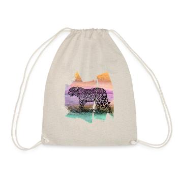 Leopard Jaguar Tiger T Shirt Gift - Drawstring Bag - nature - Front
