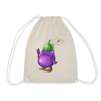 Eggplant leek gift Vegetable vegan carrot - Drawstring Bag - nature - Front