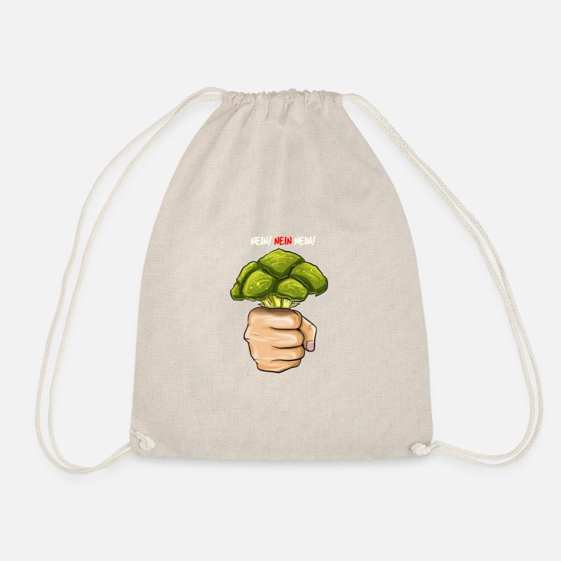 No broccoli anti vegan grilling meat vegetables - Drawstring Bag - nature