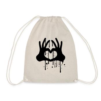 tropfen graffiti spray farbe 2 haende paar team ha - Turnbeutel - Natur - Vorne