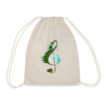 Clef Design Music Gift Guitar Flute - Drawstring Bag - nature - Front