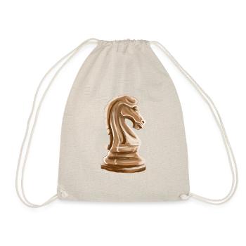 Schachfigur Schach Geschenk Pferd Springer Läufer - Turnbeutel - Natur - Vorne