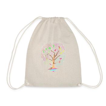 Music Tree Colorful Piano Violin Guitar Gift - Drawstring Bag - nature - Front