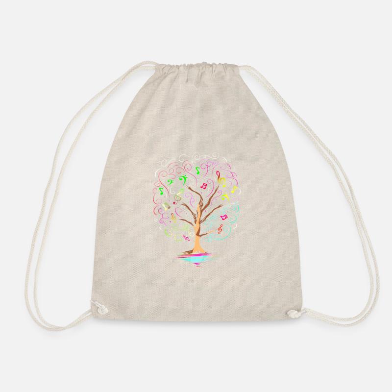 Music Tree Colorful Piano Violin Guitar Gift - Drawstring Bag - nature
