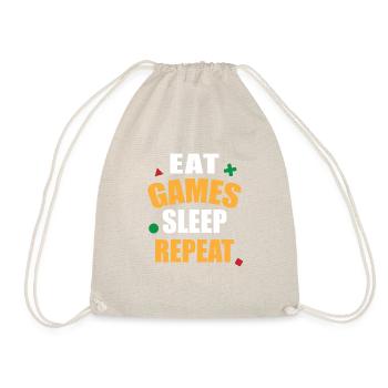 Gamer Design - Essen Spielen Schlafen Repeat - Turnbeutel - Natur - Vorne