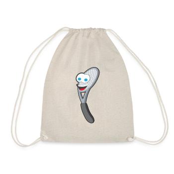 Tennis racket cartoon face funny gift - Drawstring Bag - nature - Front