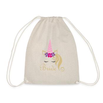 Bride bridal unicorn gift idea - Drawstring Bag - nature - Front
