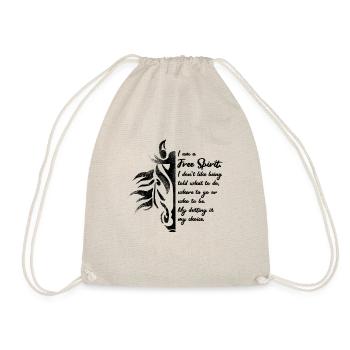 Pferdespruch Tribal Pferdekopf Reiten Geschenk - Turnbeutel - Natur - Vorne