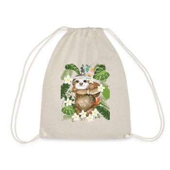 Hippie Sloth Jungle Frangipani Australia - Drawstring Bag - nature - Front