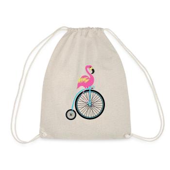 Flamingo Hochrad Fahrrad Logo Hip Rosa Blau - Drawstring Bag - nature - Front