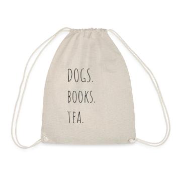 dogs Books Tea cute dog love Design - Drawstring Bag - nature - Front