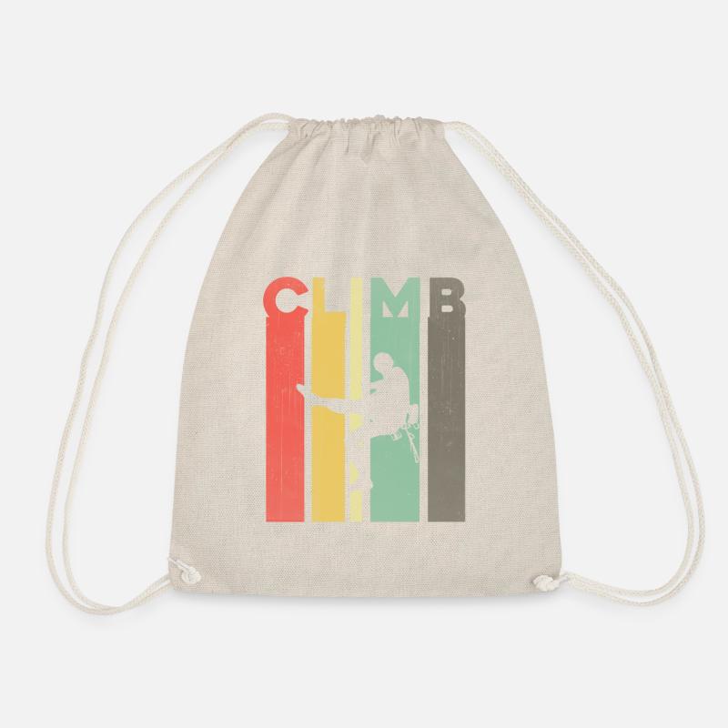 Retro Klettertischirt geschenk idee hipster - Turnbeutel - Natur