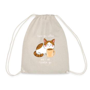 Sweet Angry Cat Coffee Monday Caffeine - Drawstring Bag - nature - Front