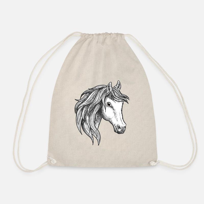 Andalusian horse equine foal riding gift - Drawstring Bag - nature