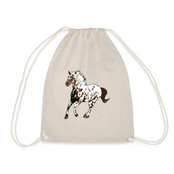 appaloosa horse horses foal riding gift - Drawstring Bag - nature - Front