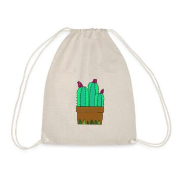 Flowering Cacti In Leafy Pot - Drawstring Bag - nature - Front