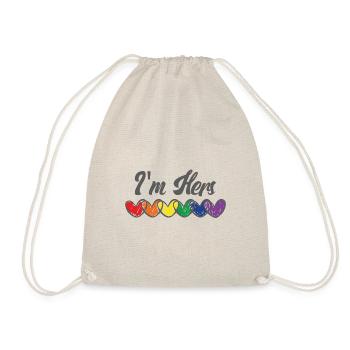 Gay Couple Gifts Matching LGBT Im Hers Gay Pride - Drawstring Bag - nature - Front