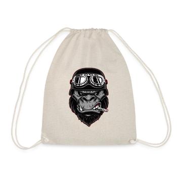 Biker Gorilla Motorrad Silberrücken Affe Geschenk - Turnbeutel - Natur - Vorne