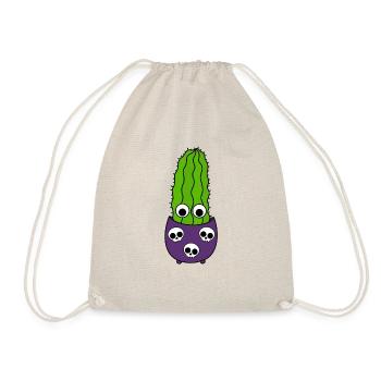 Tall Cactus In Halloween Skull Pot - Drawstring Bag - nature - Front