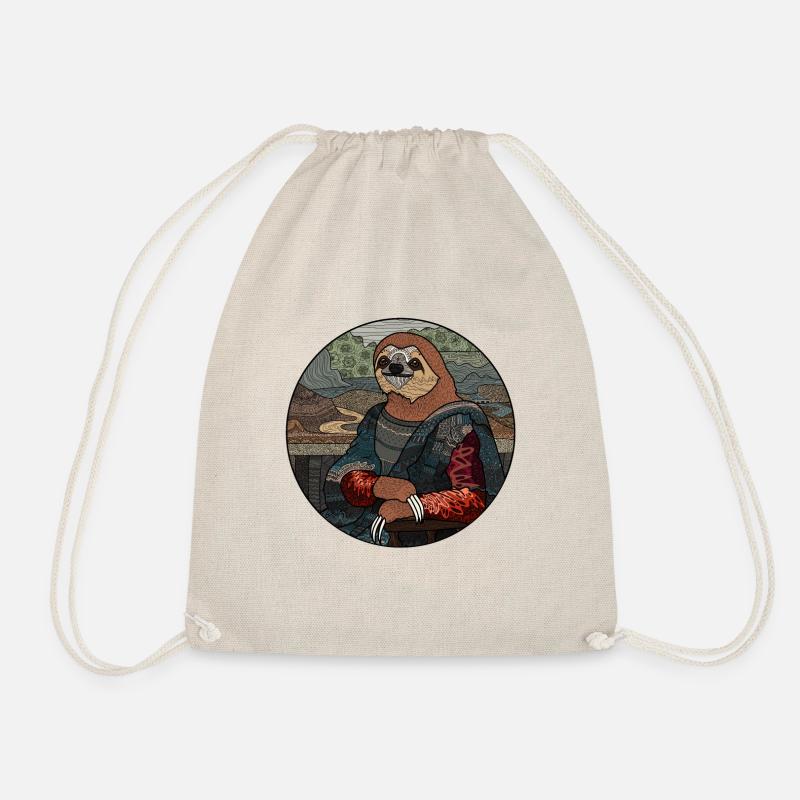 Sloth Mona Lisa funny gift for sloth fans - Drawstring Bag - nature