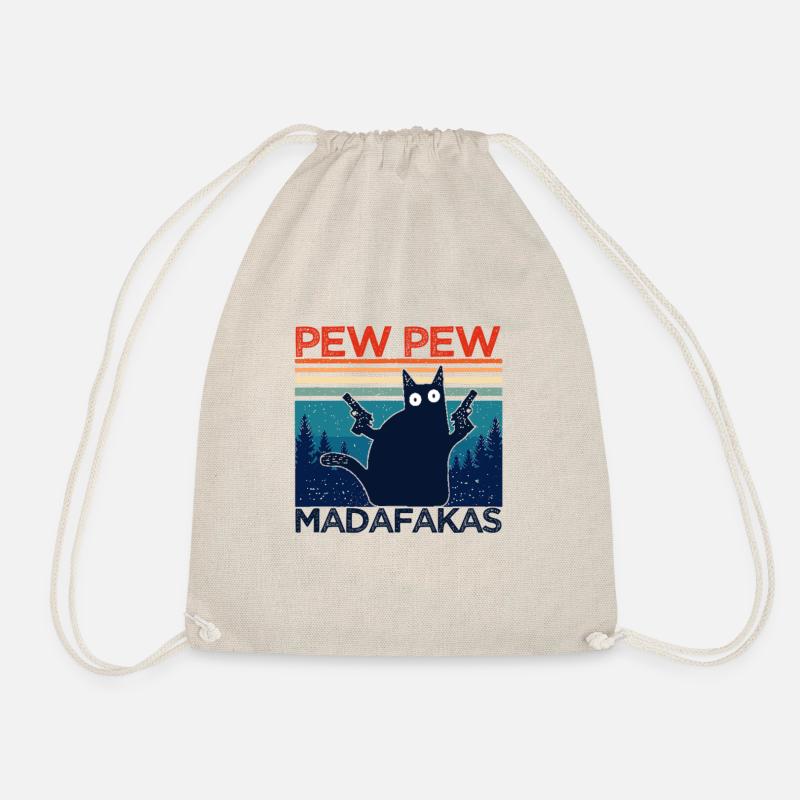 pew pew funny cat lustige katze geschenkidee - Turnbeutel - Natur
